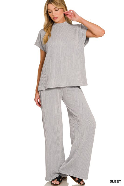 BEST SELLER—ribbed mock neck set (ships in 10/15 days)