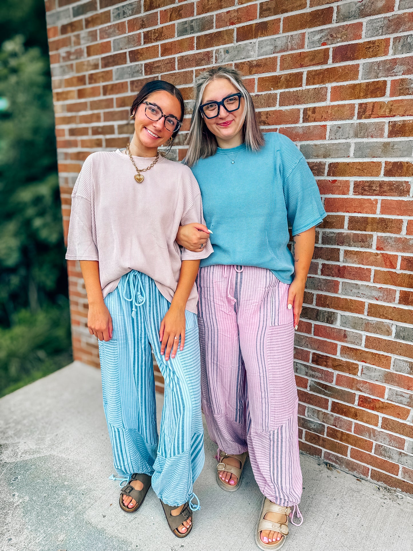 Striped linen tie joggers in 3 colors