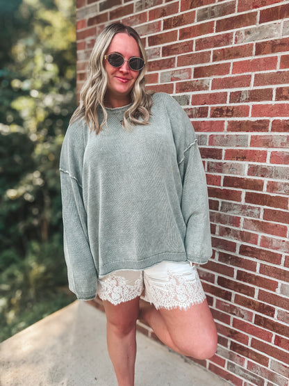Champagne lace trim satin shorts ￼