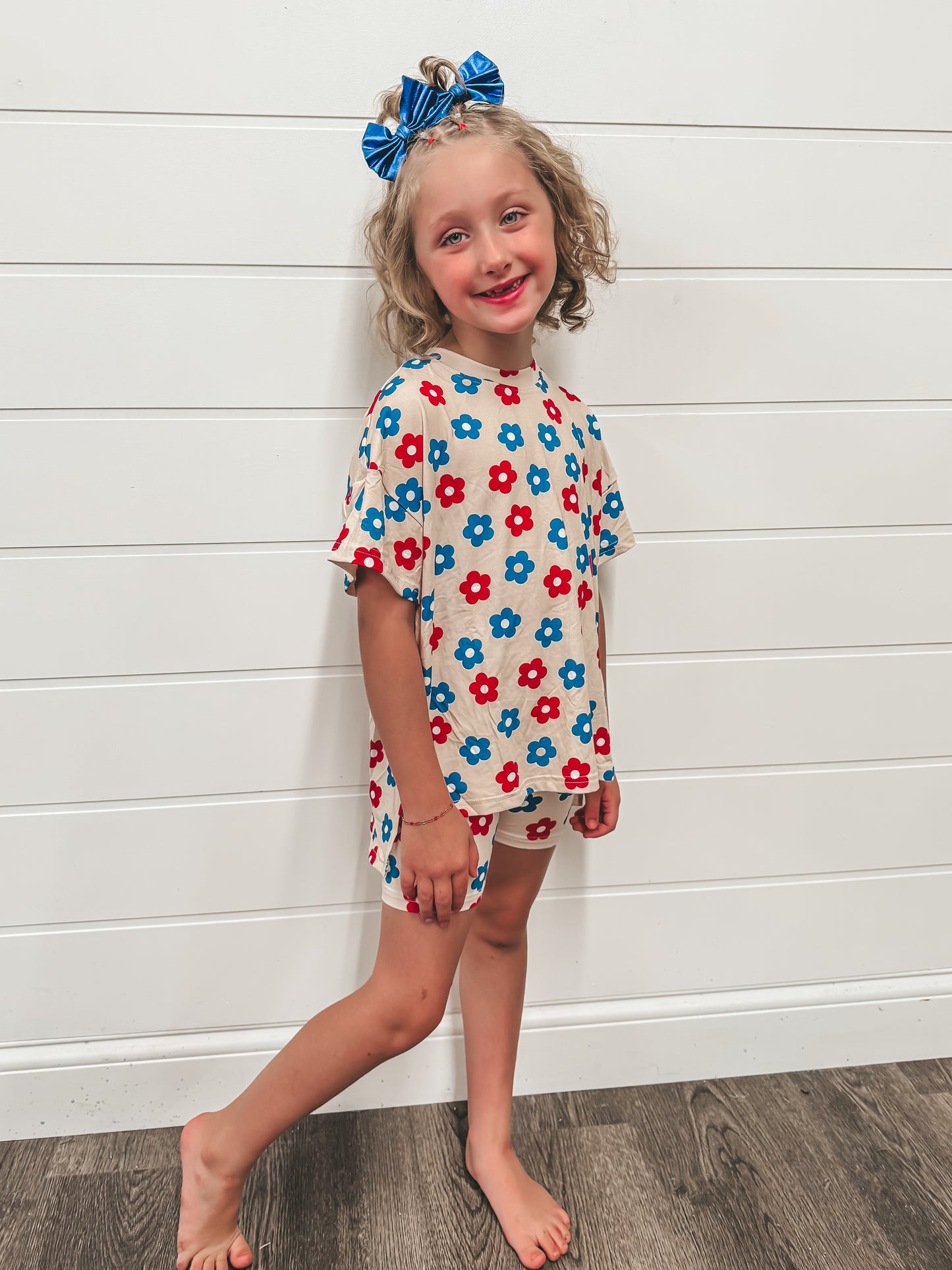 patriotic floral kids biker set