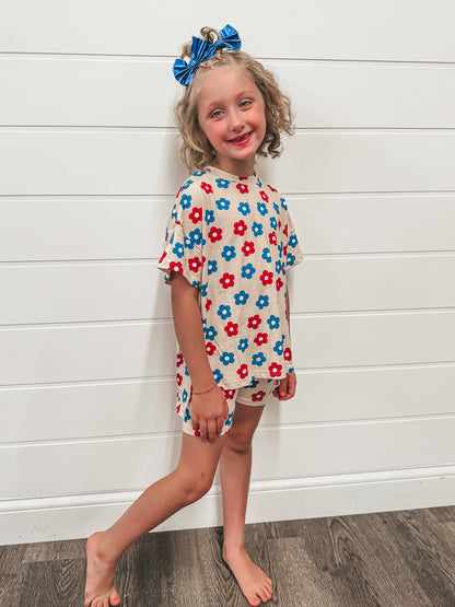 patriotic floral kids biker set