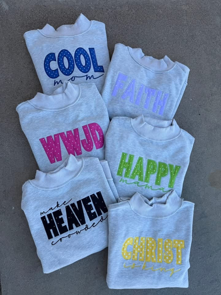 appliqué embroidered mock necks PREORDER