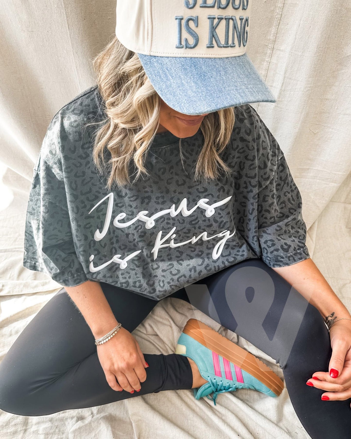 black leopard Jesus is King tee