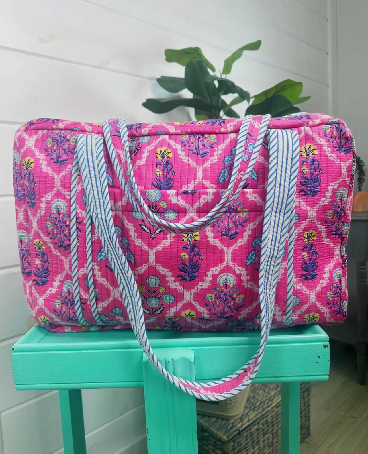 quilted duffel weekender bag