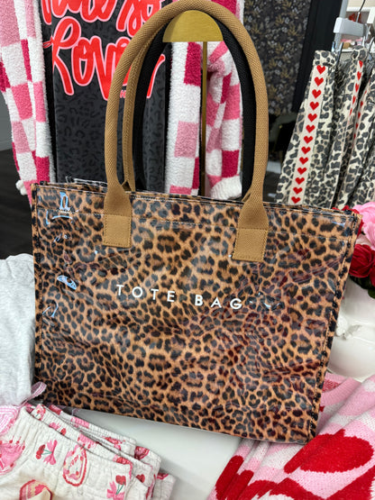 leopard oversized tote bag