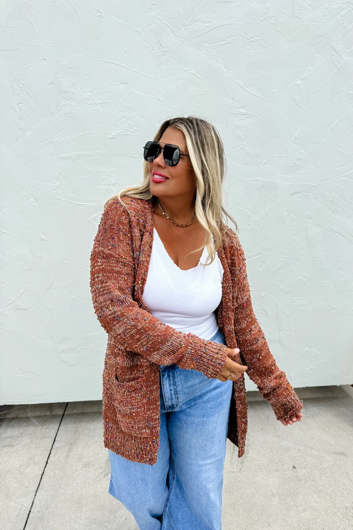 fall dot cinnamon cardigan