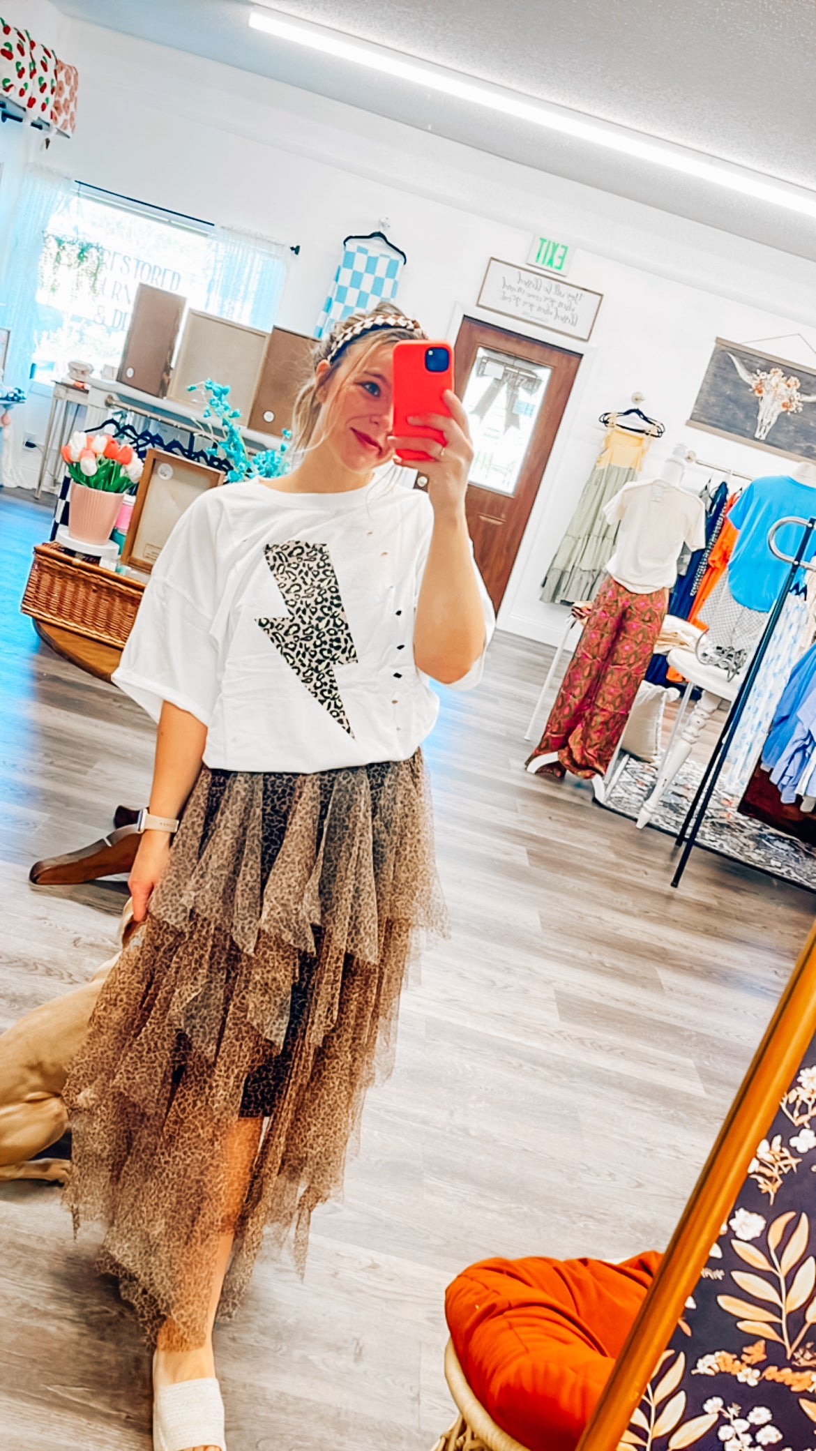 leopard bolt distressed oversized tee