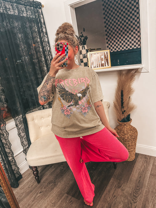 Free bird oversized graphic tee