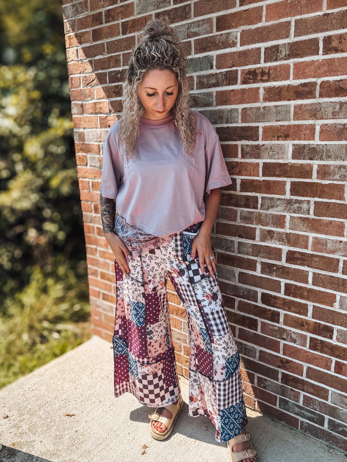 Mulberry multi print patchwork pants