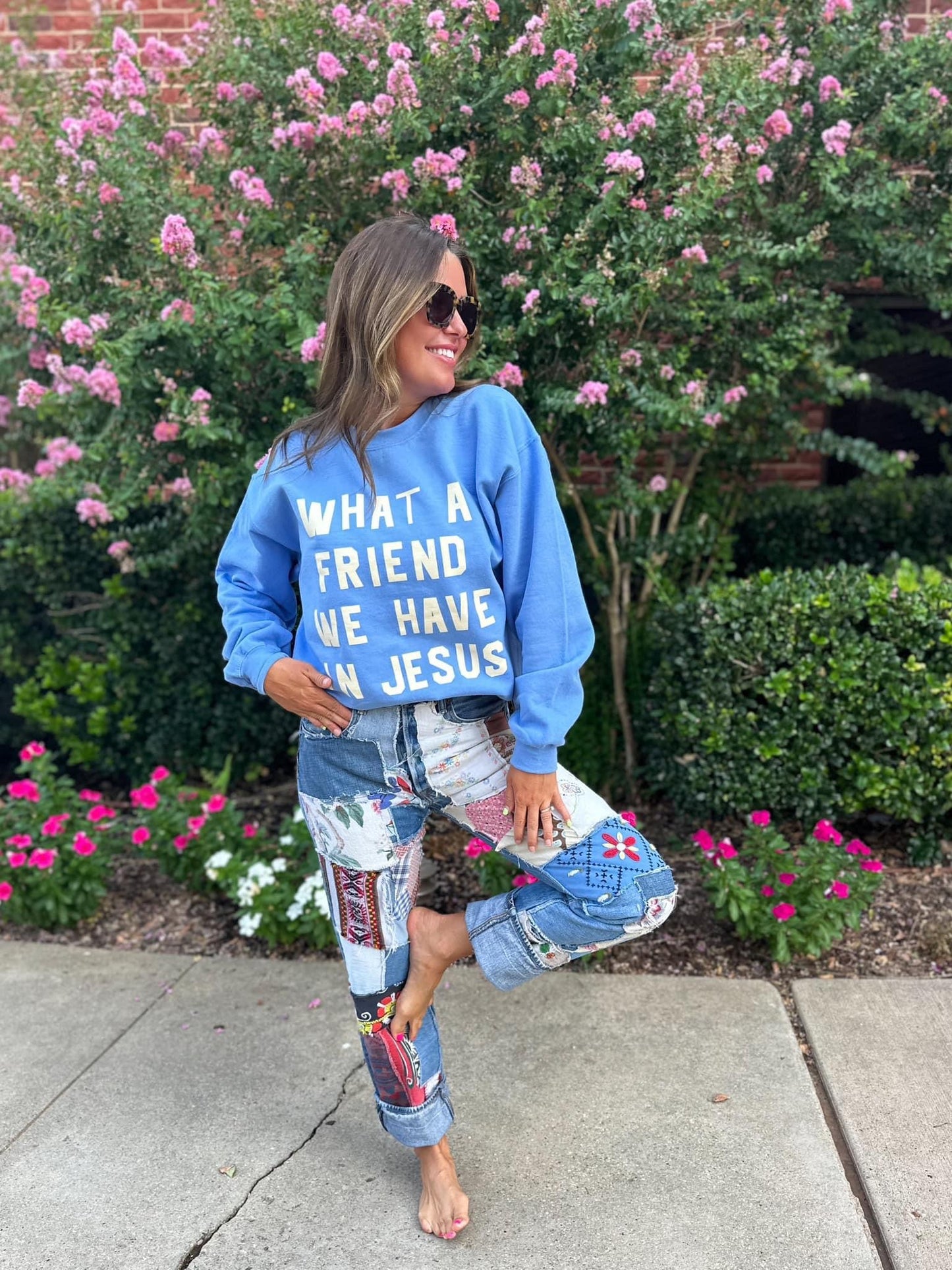 Carolina blue Friend in Jesus sweatshirt