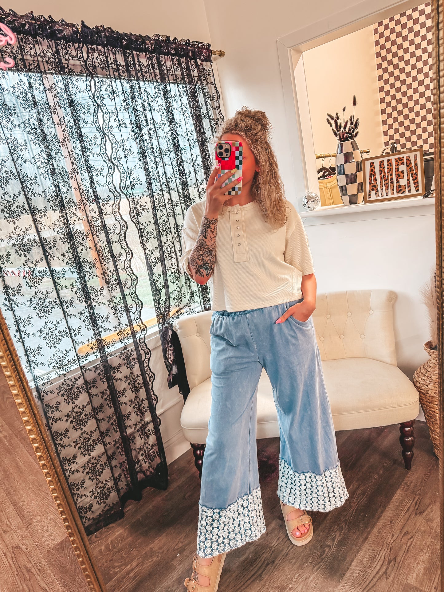 henley button down tops in 2 colors