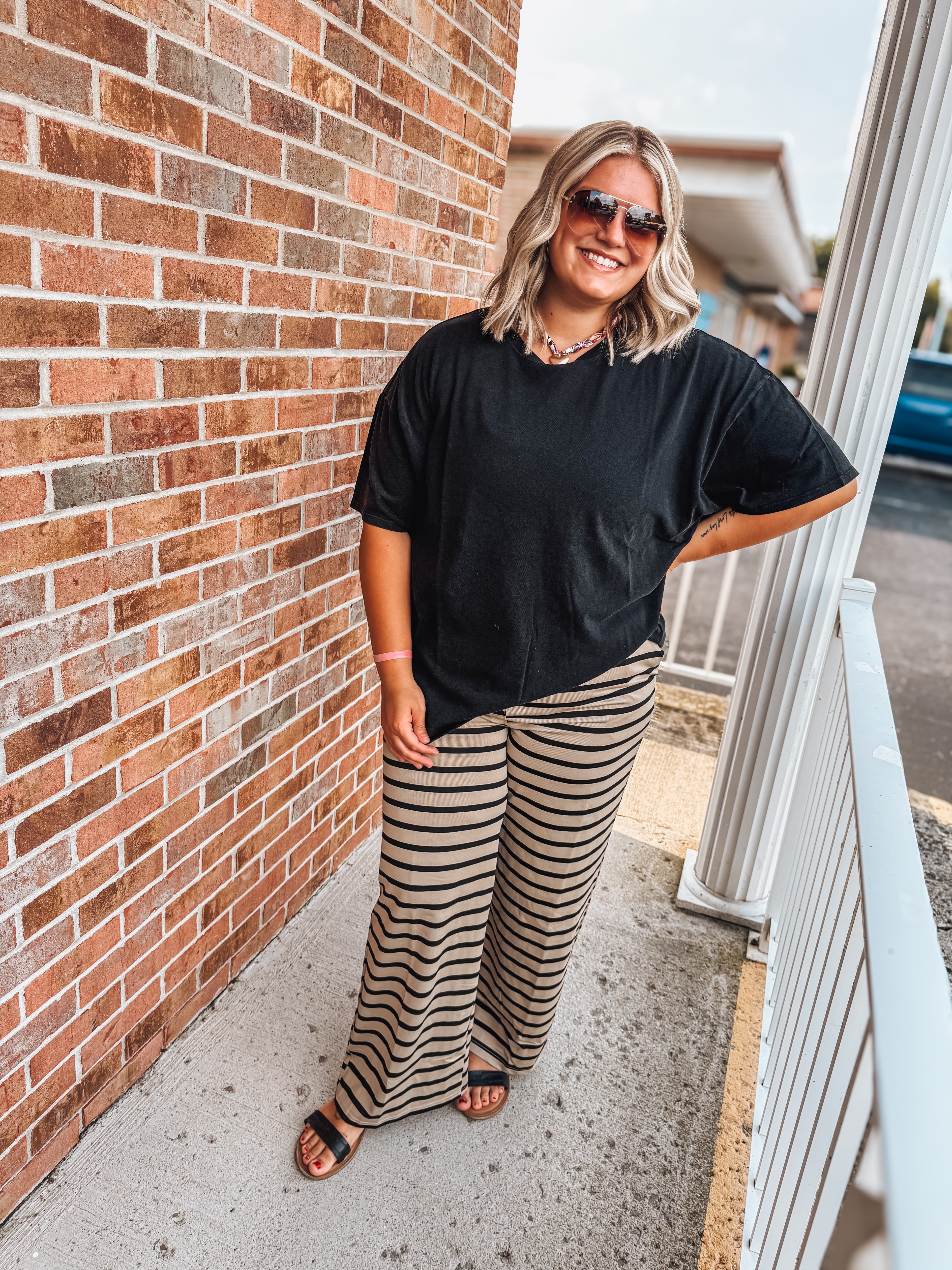 striped knit drawstring lounge pants