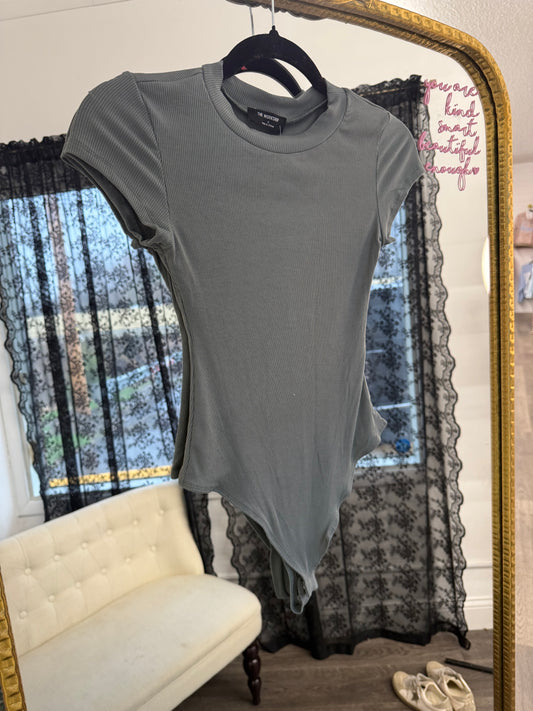 deep light teal ribbed bodysuit