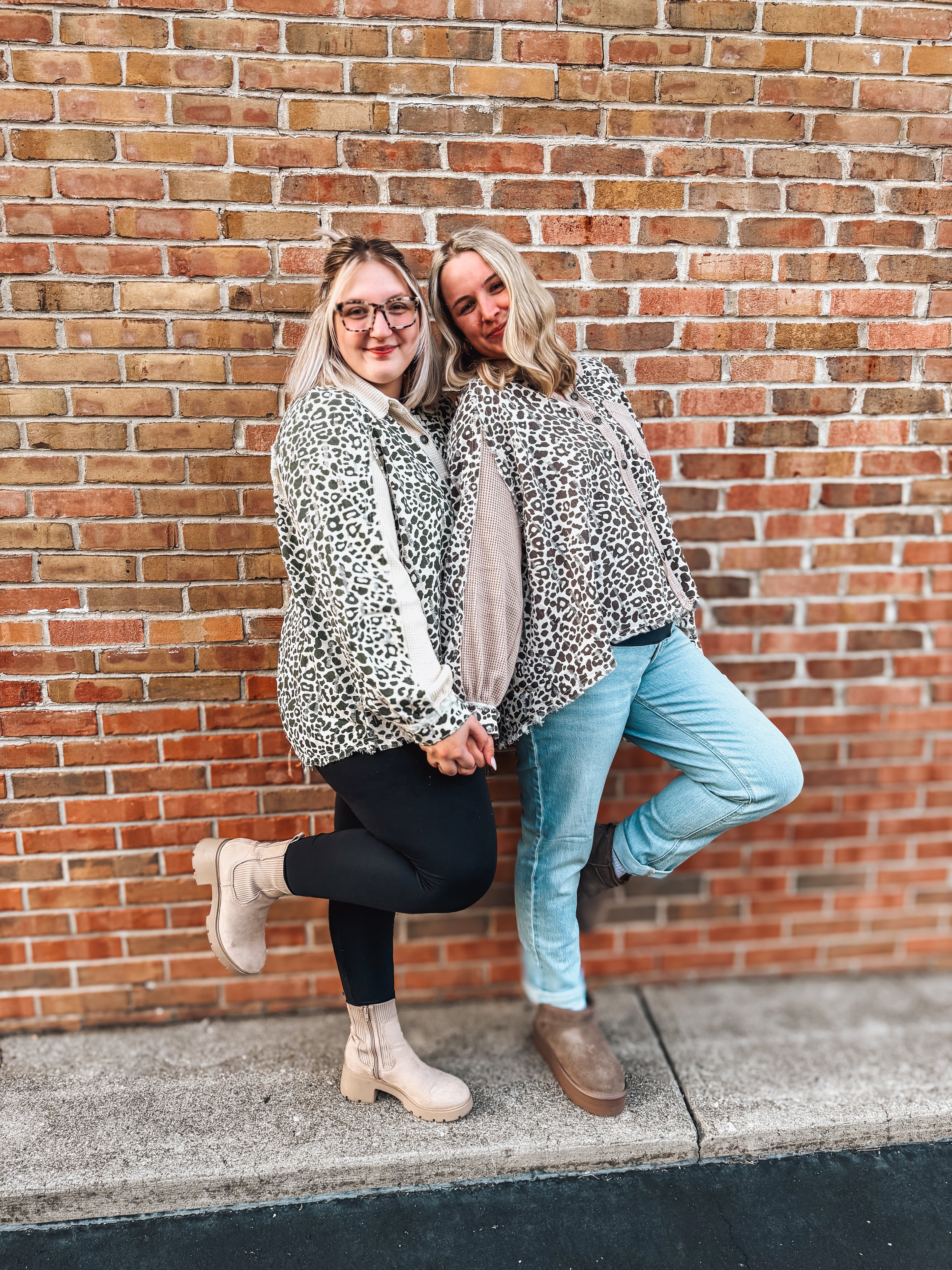 oversized leopard & ribbed shacket in 2 colors