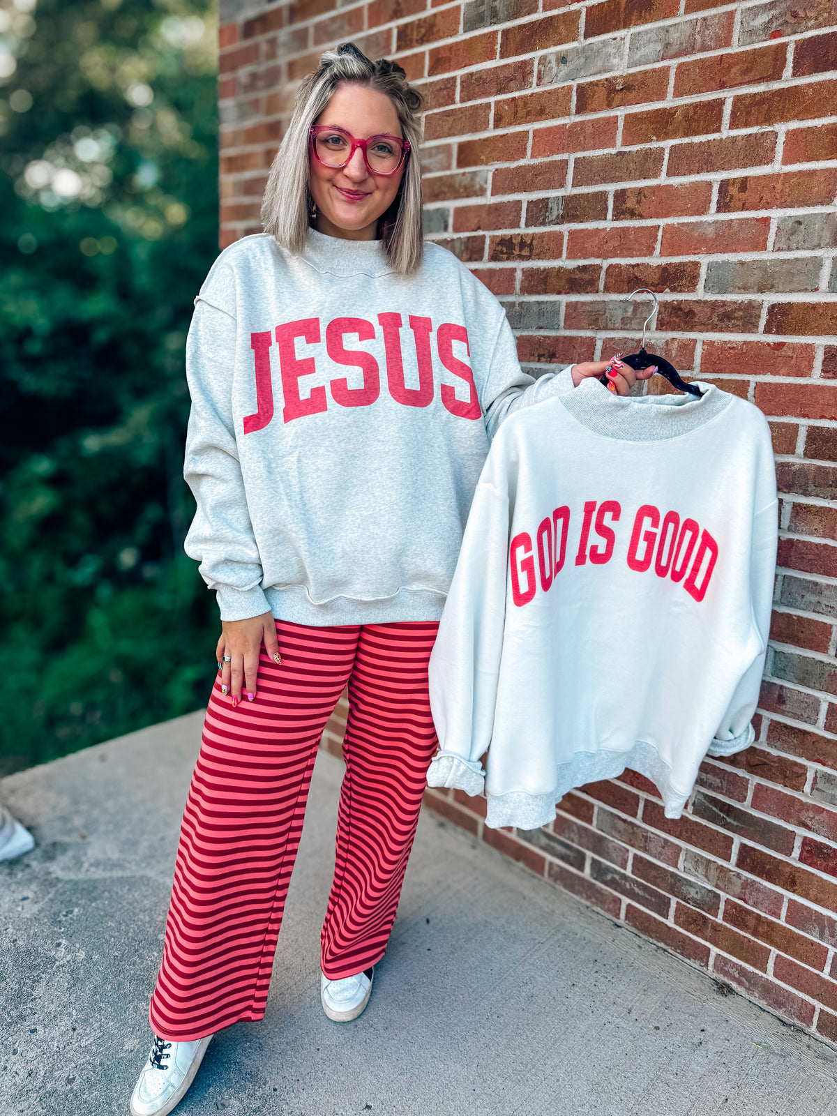Sunrise Reversible Jesus/God is Good mock neck
