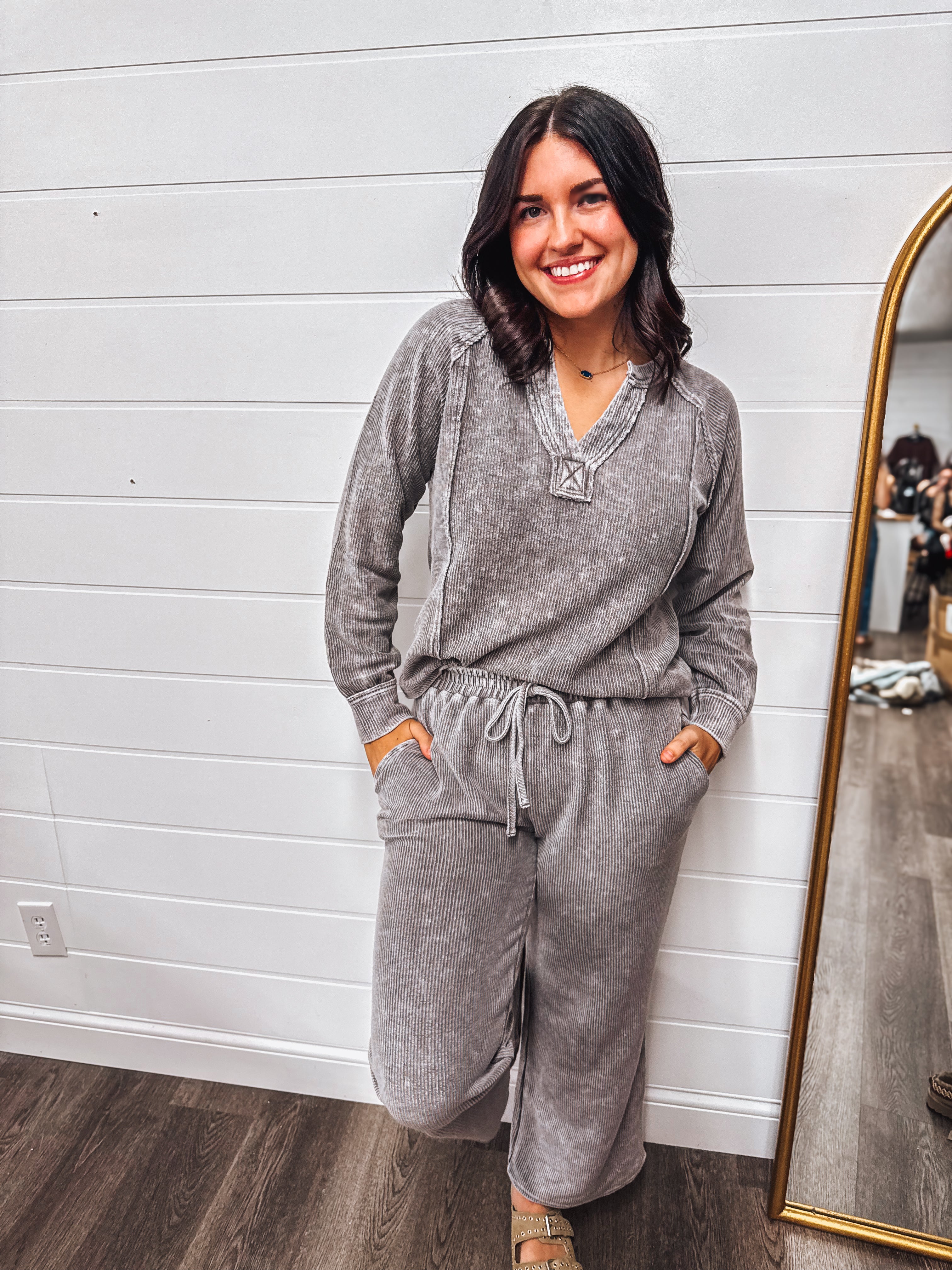 washed charcoal lounge fall set