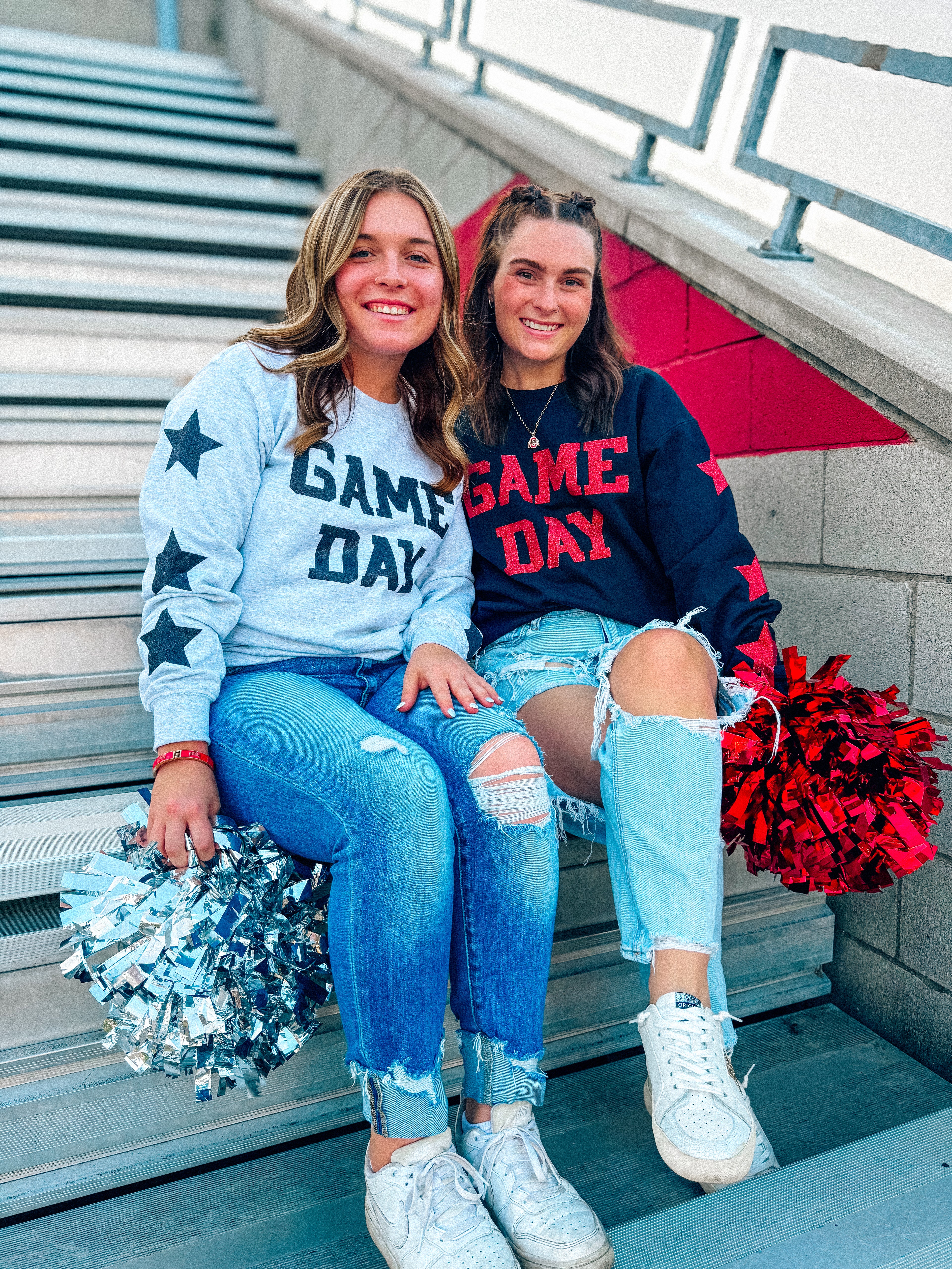 gameday glitter star sleeves pullovers