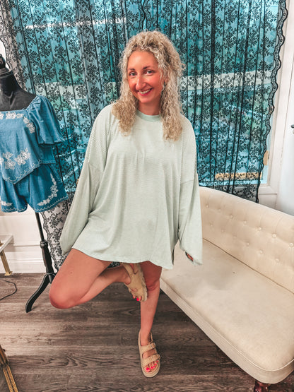 KK striped shorts and long sleeve top set in MINT