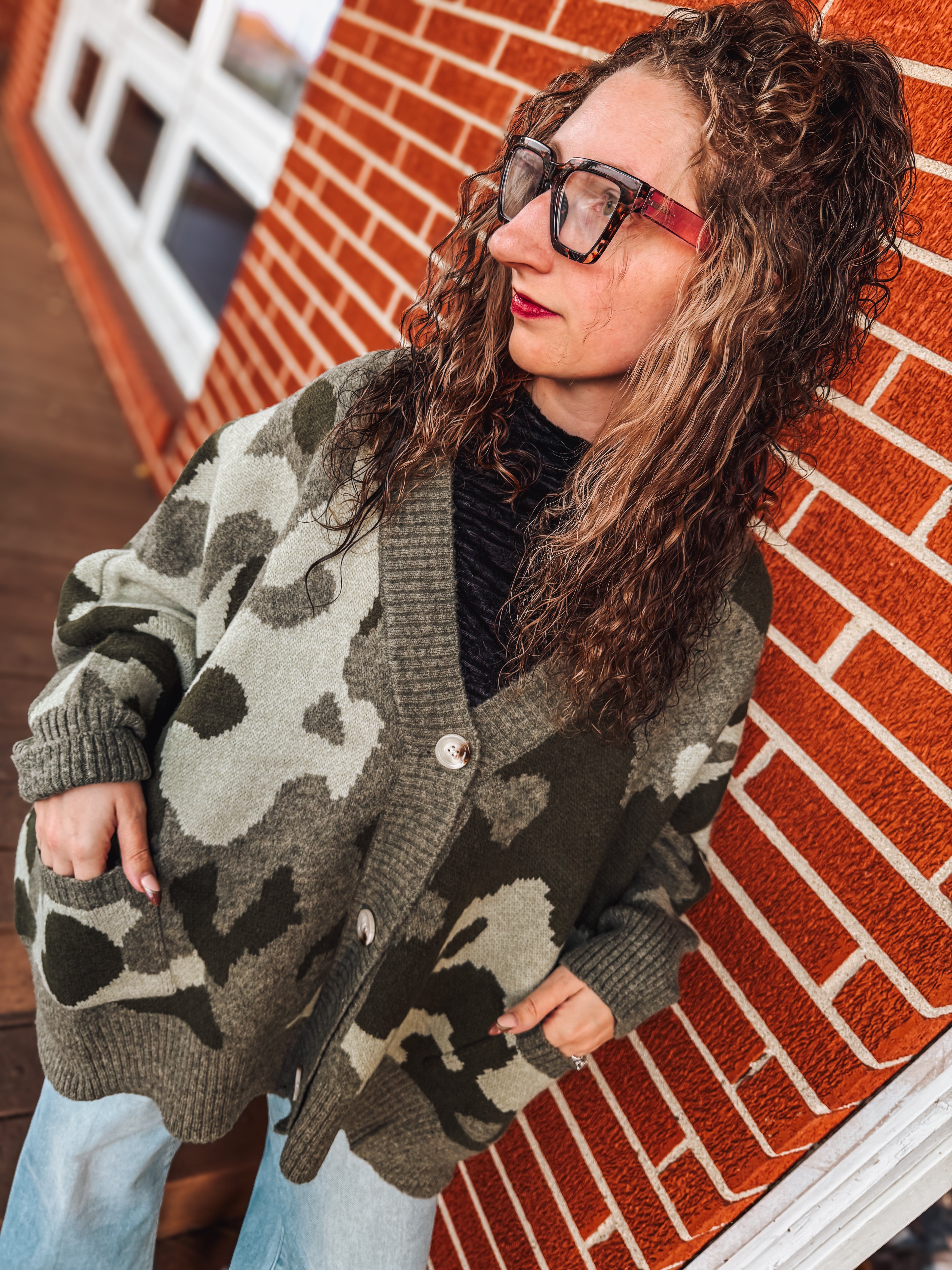 camo oversized cardigan