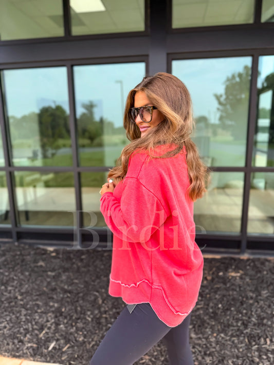 red ash wash round hem pullover