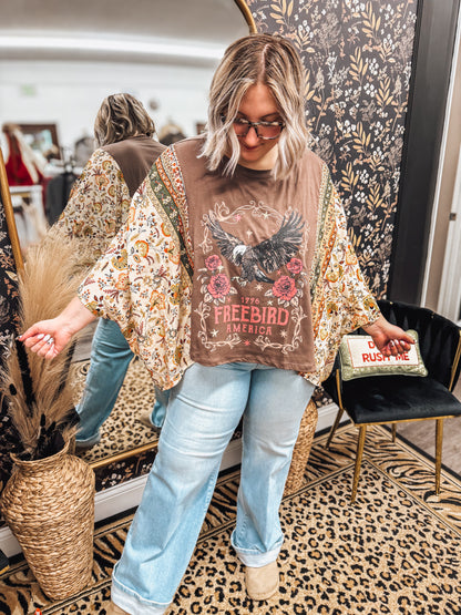 Boho graphic batwing tops