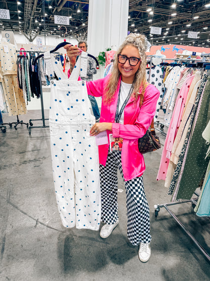 polka dot barrel overalls