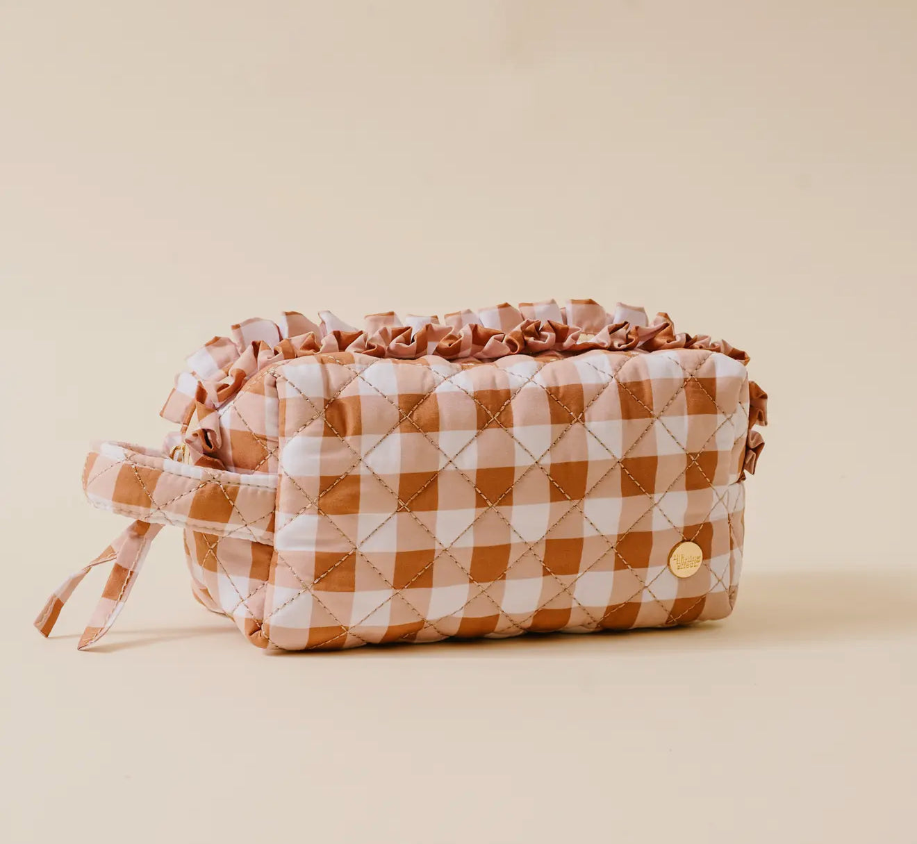 essentials quilted maple gingham cosmetic pouch