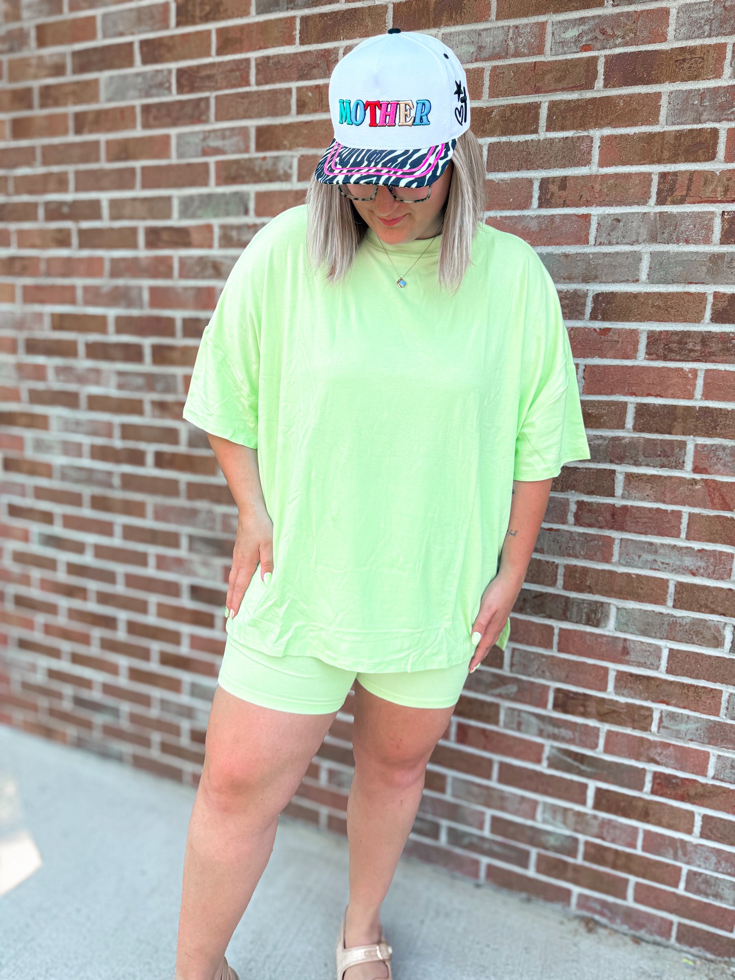 Lime oversized biker set