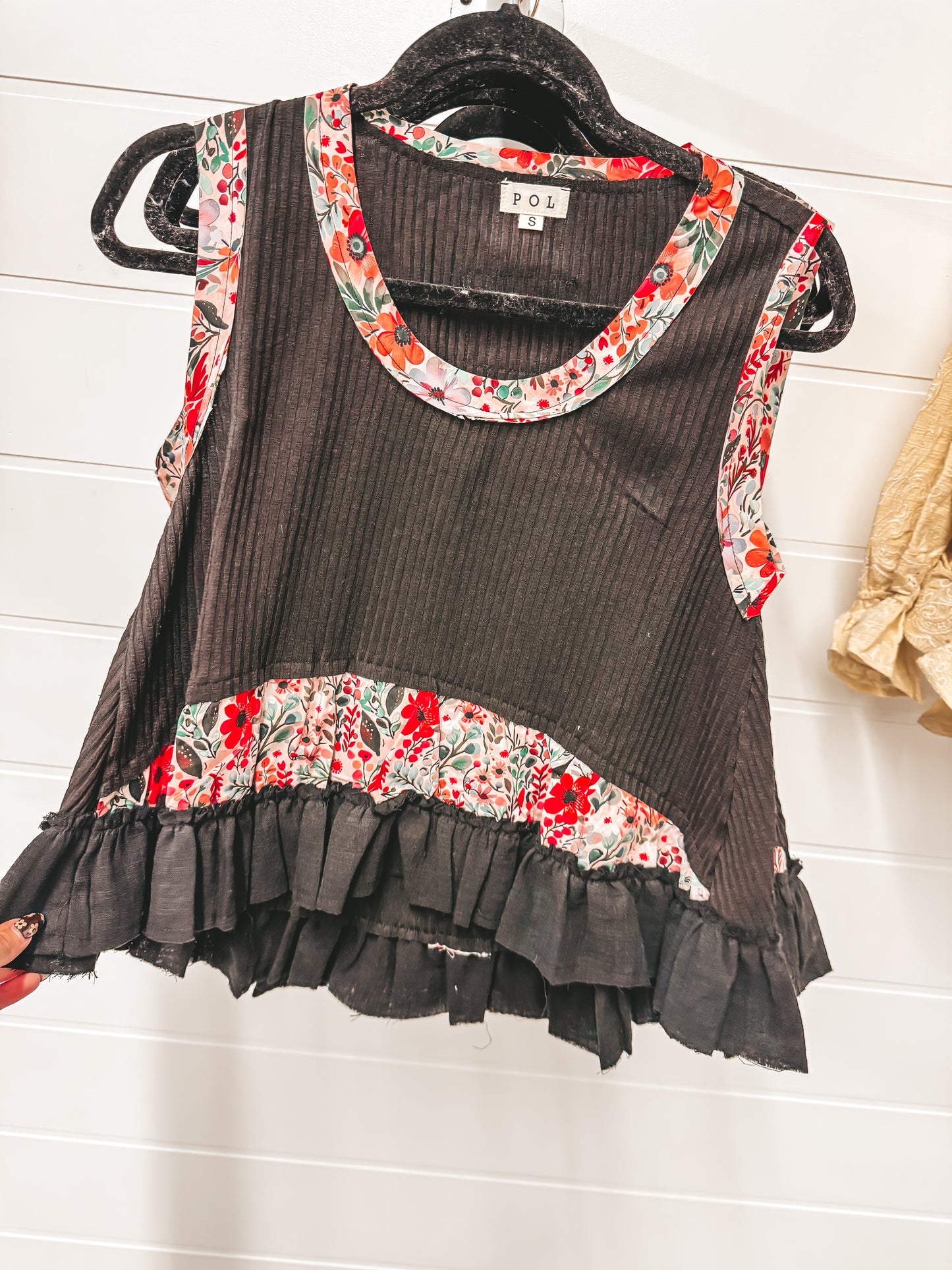 POL floral black tank