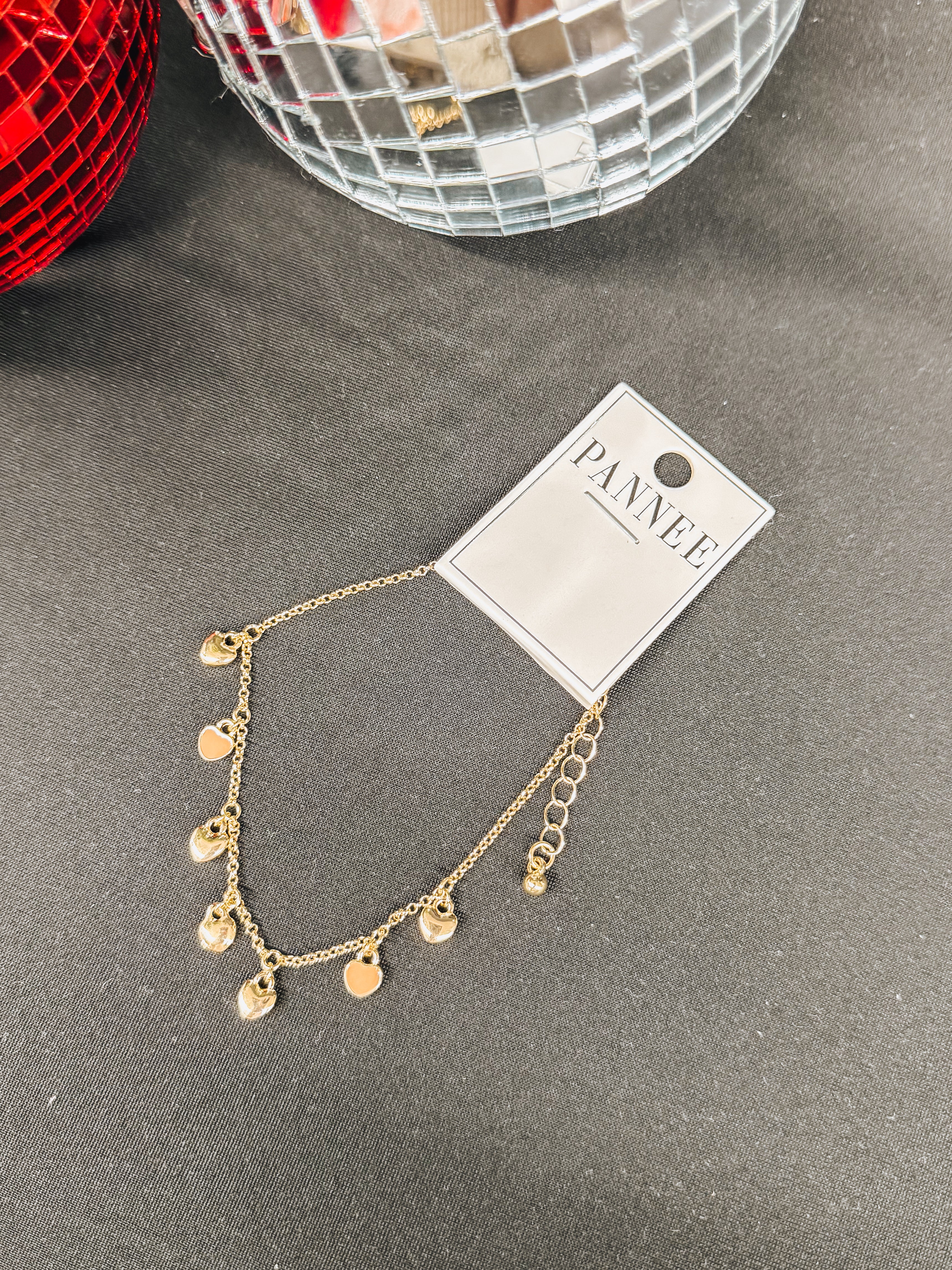 gold heart enamel bracelet