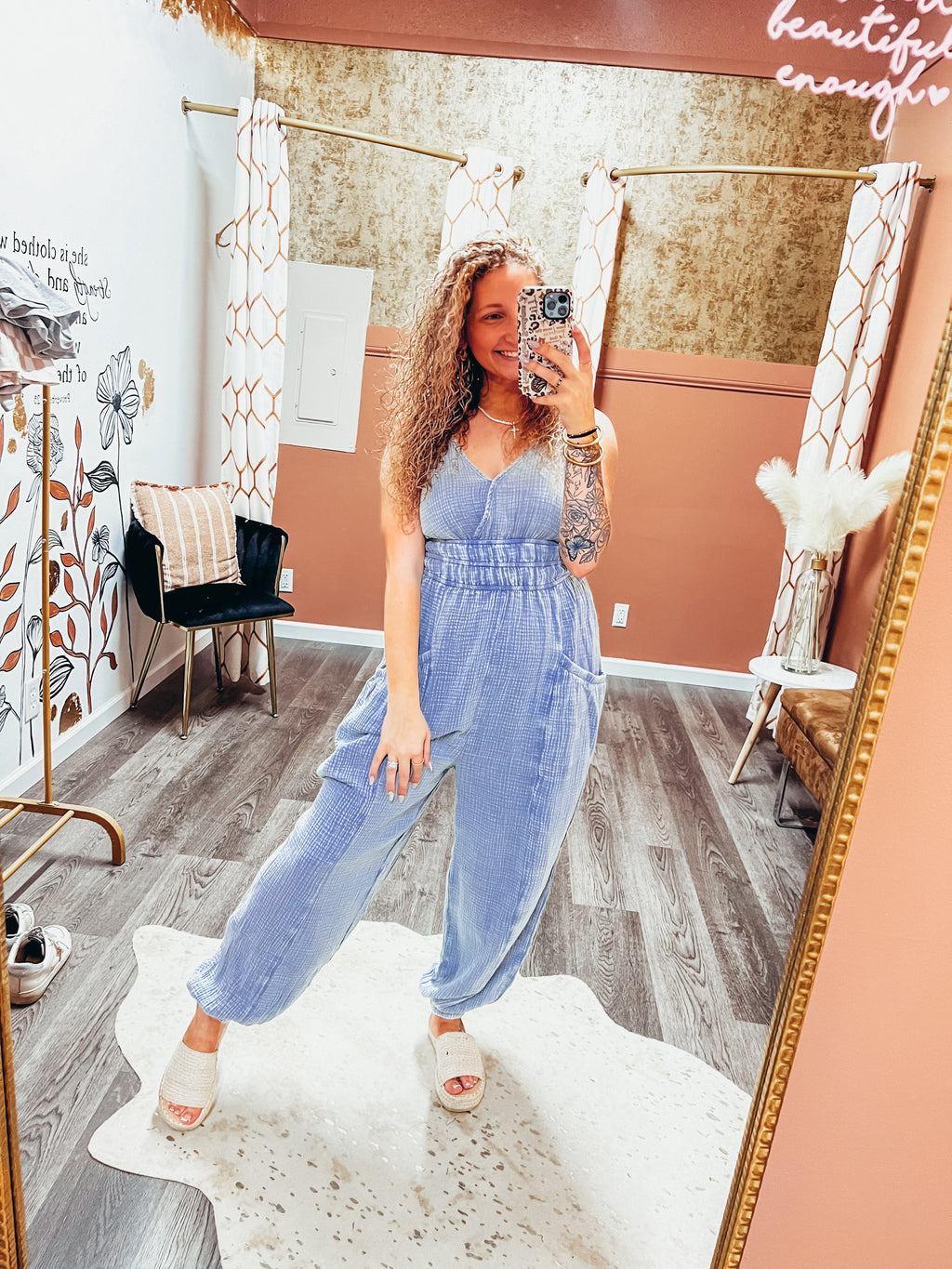 mineral washed cotton gauze jumpsuits