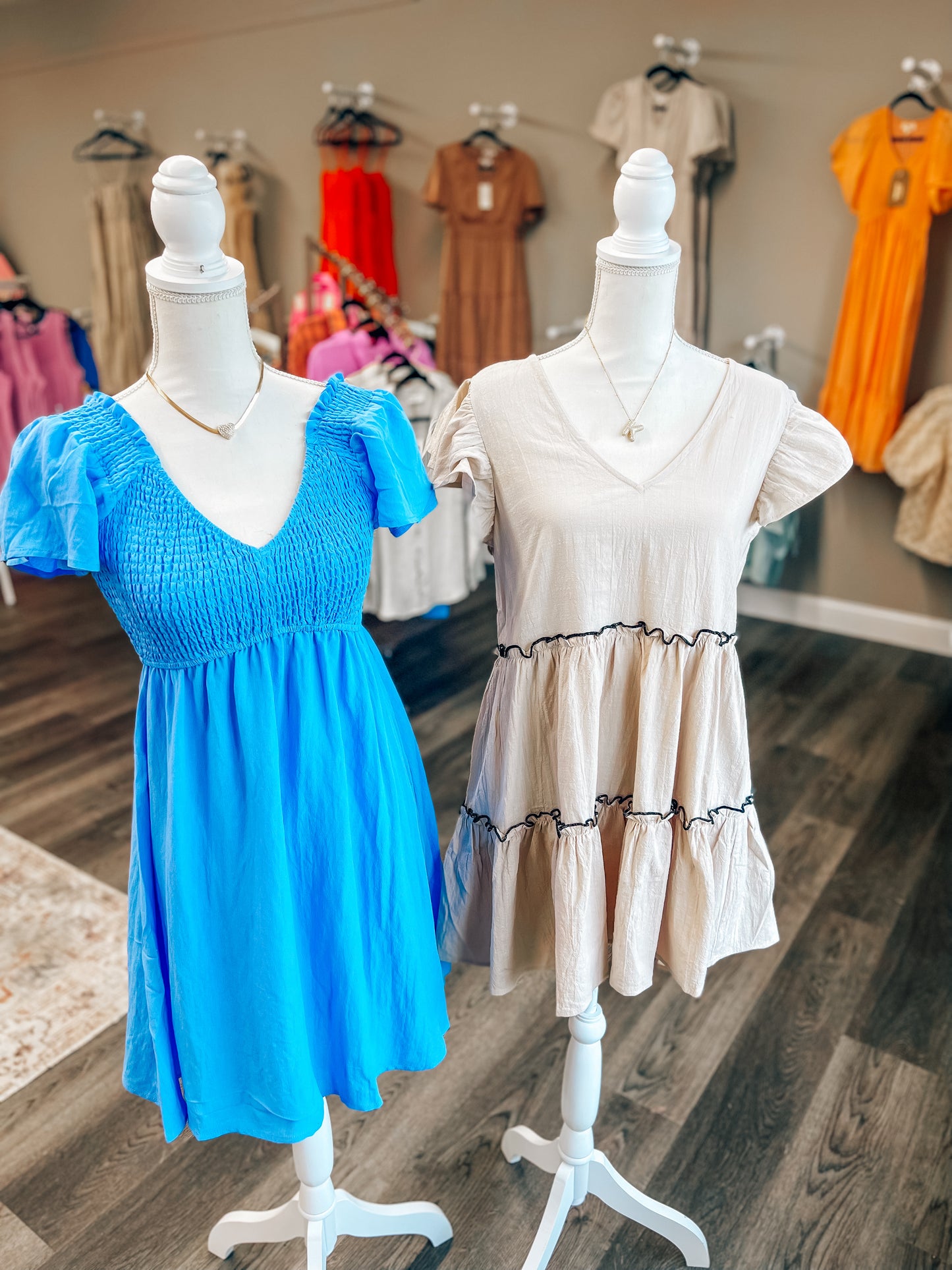 Blue smocked top dress