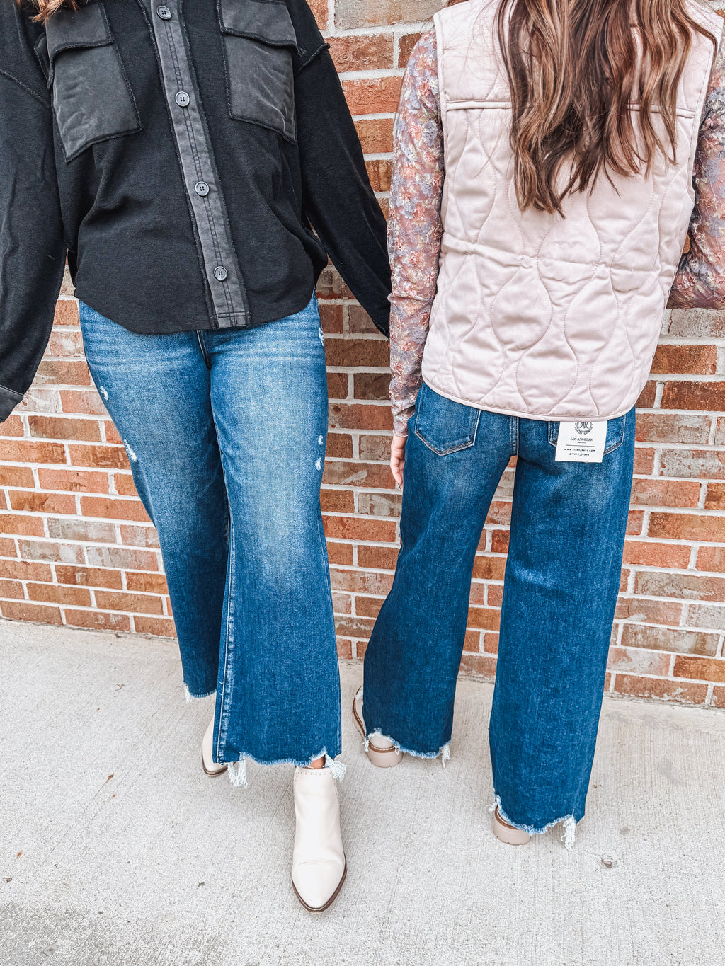 risen dark wash crop denim