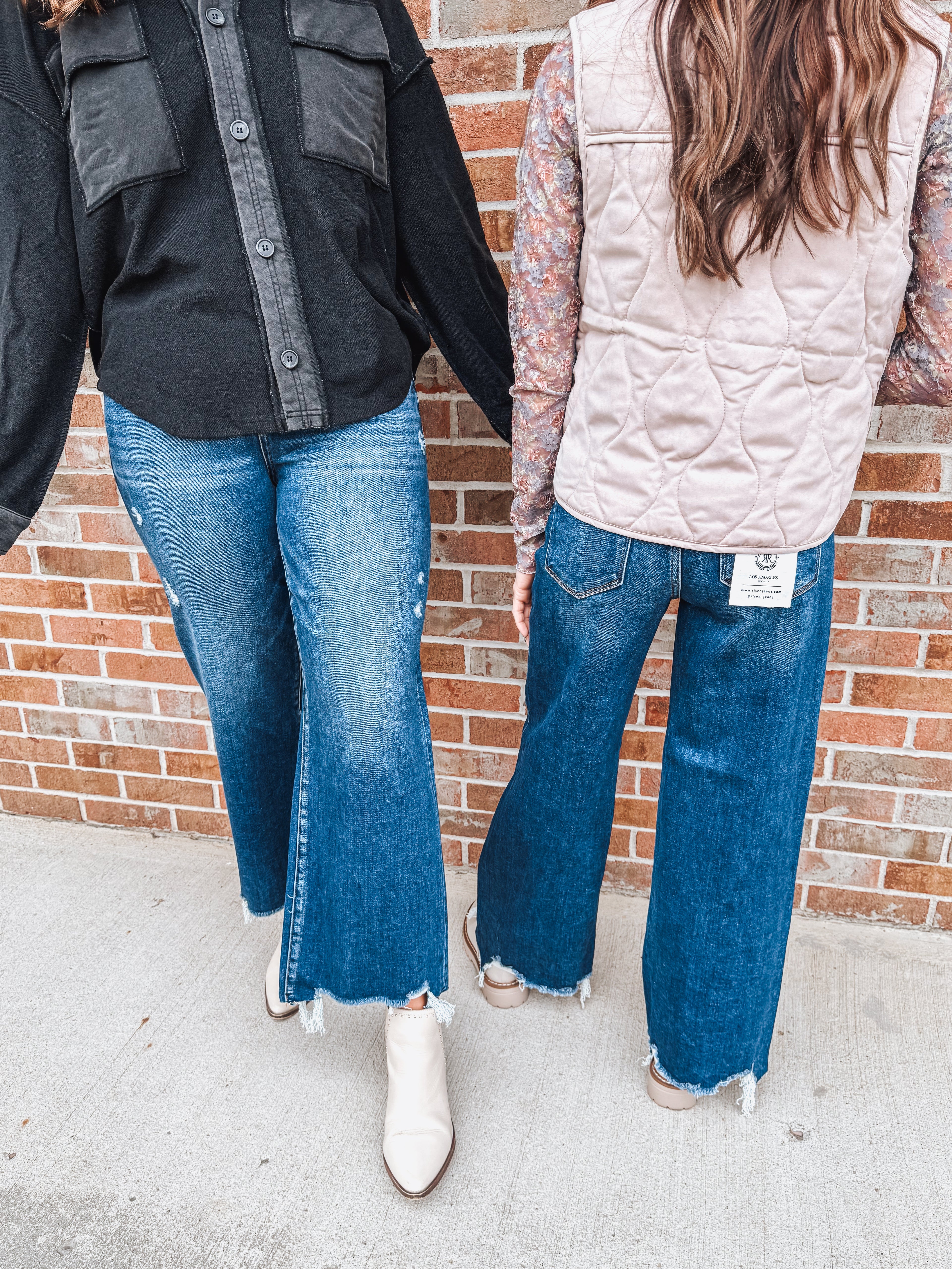 risen dark wash crop denim