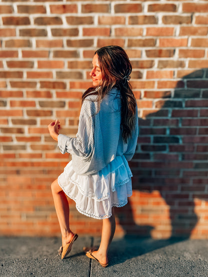 stripe button down tops in 2 colors
