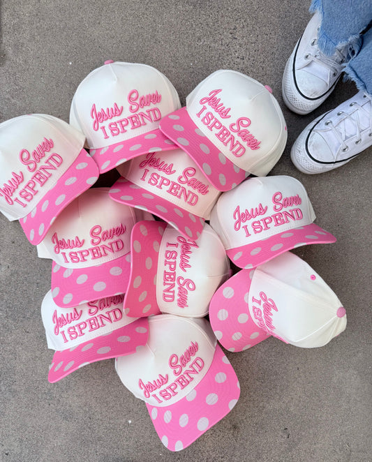 polka dot jesus saves embroidery hat