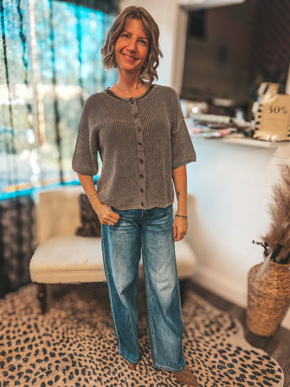 Mocha brown short sleeve cardigan