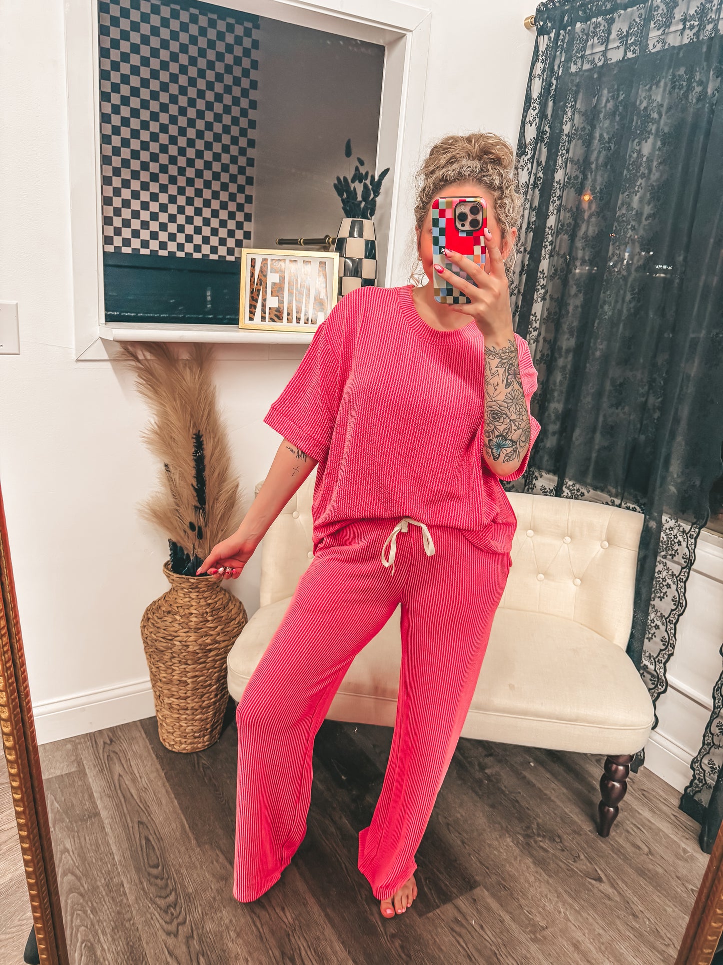 new color ribbed sets with pockets