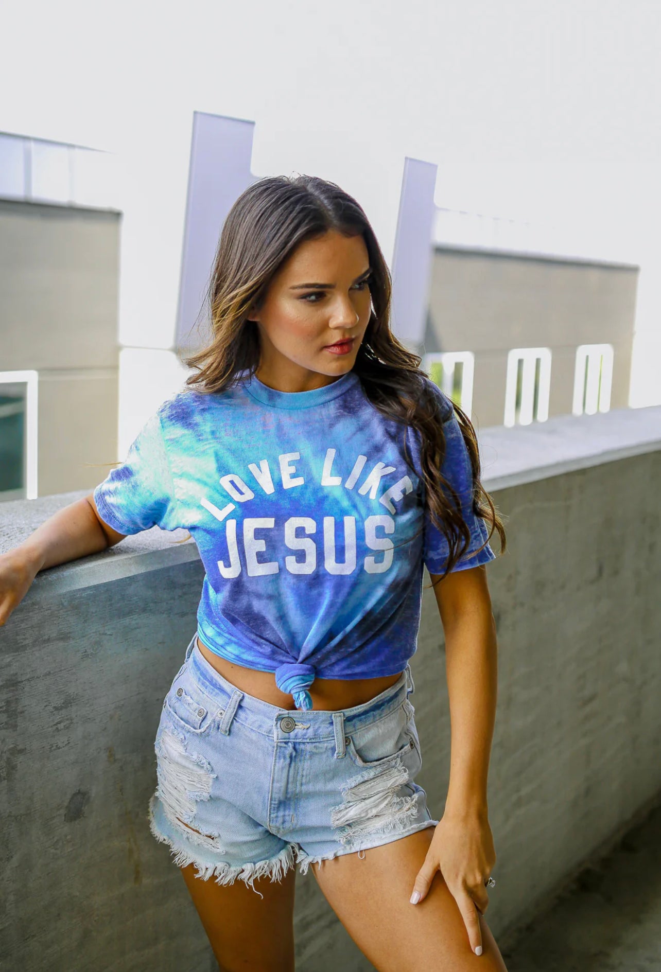 love like jesus blue tie dye tee