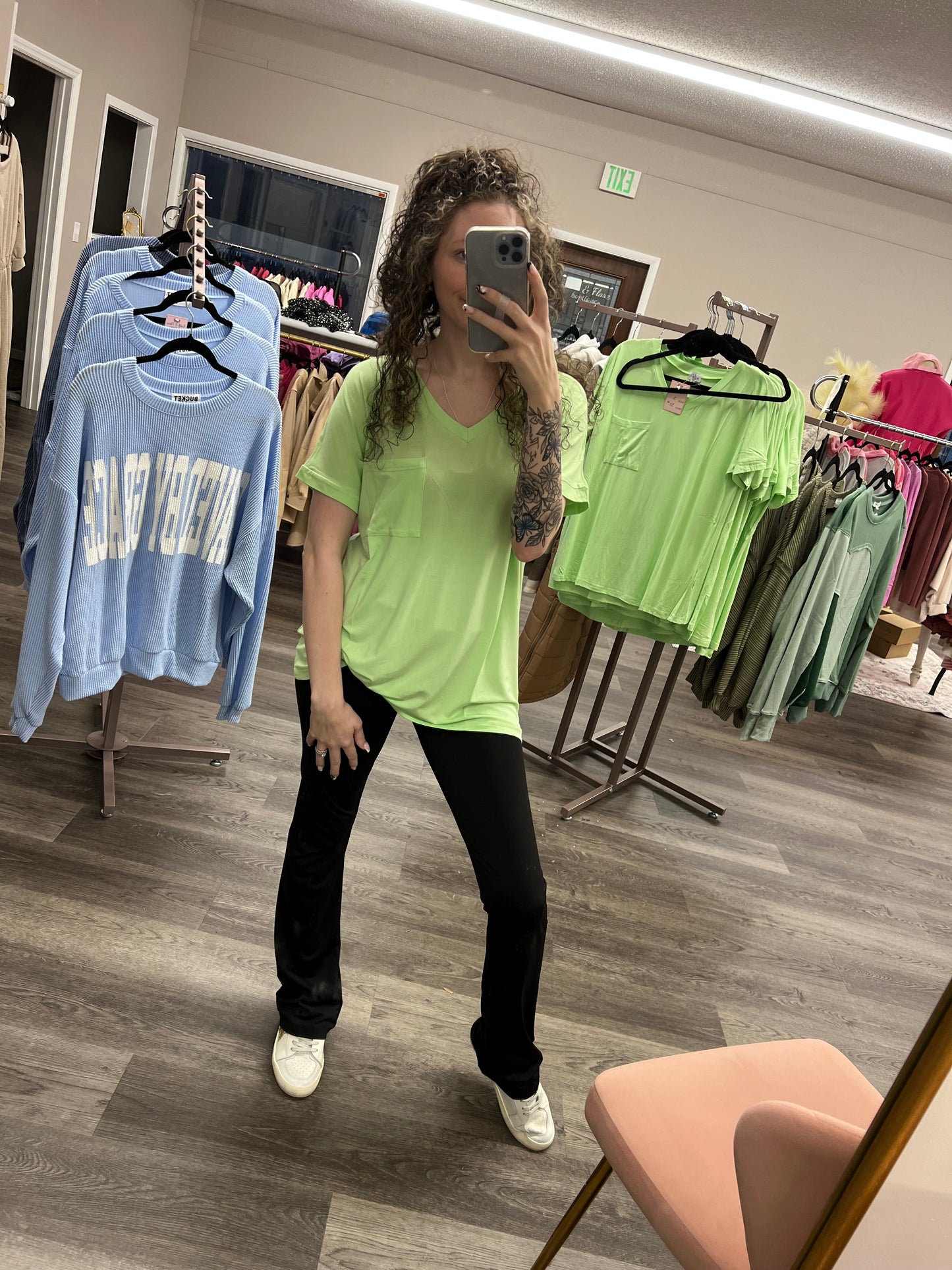 neon mint slouchy tee