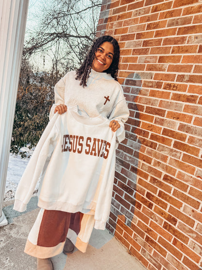 jesus saves/cross reversible mock neck