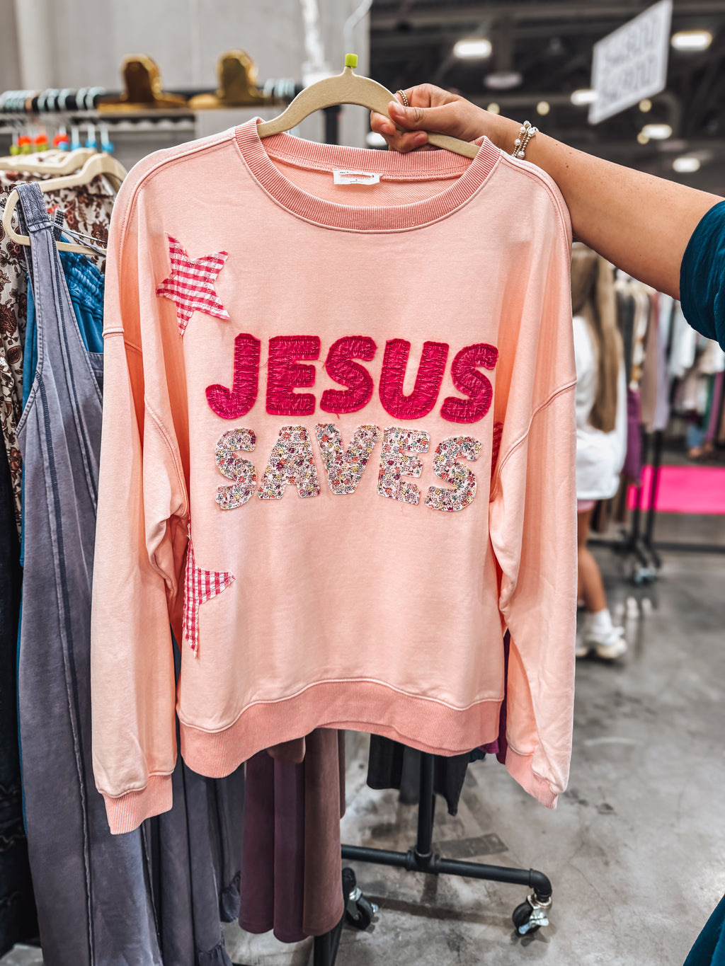 stitched jesus saves pullovers in 2 colors