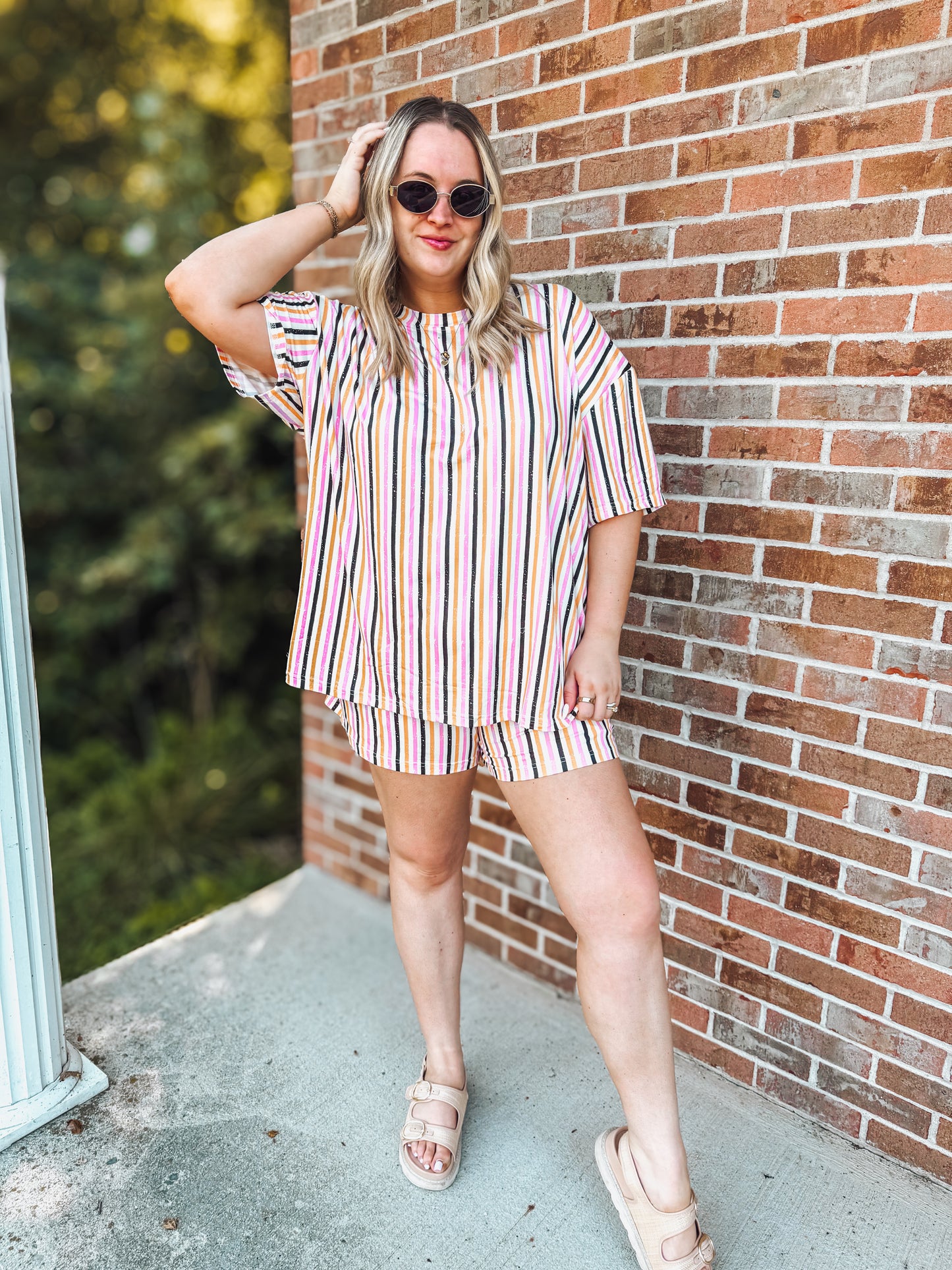 Birdie boxer set in fall stripes