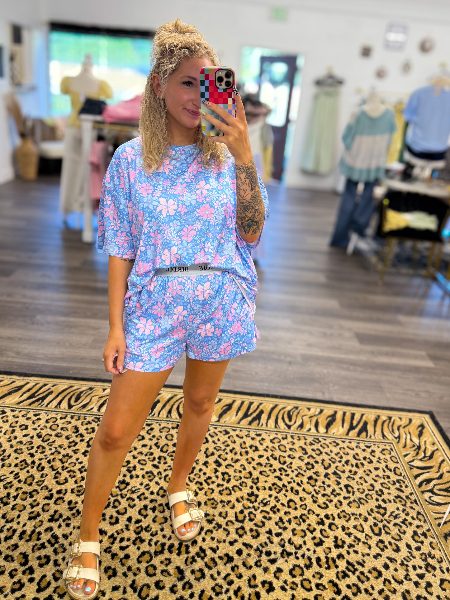 BIRDIE Tee Boxer Short Set in Bluebell Blush (Sold as Set) PREORDER
