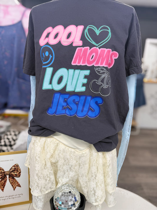 branded cool moms love jesus tee