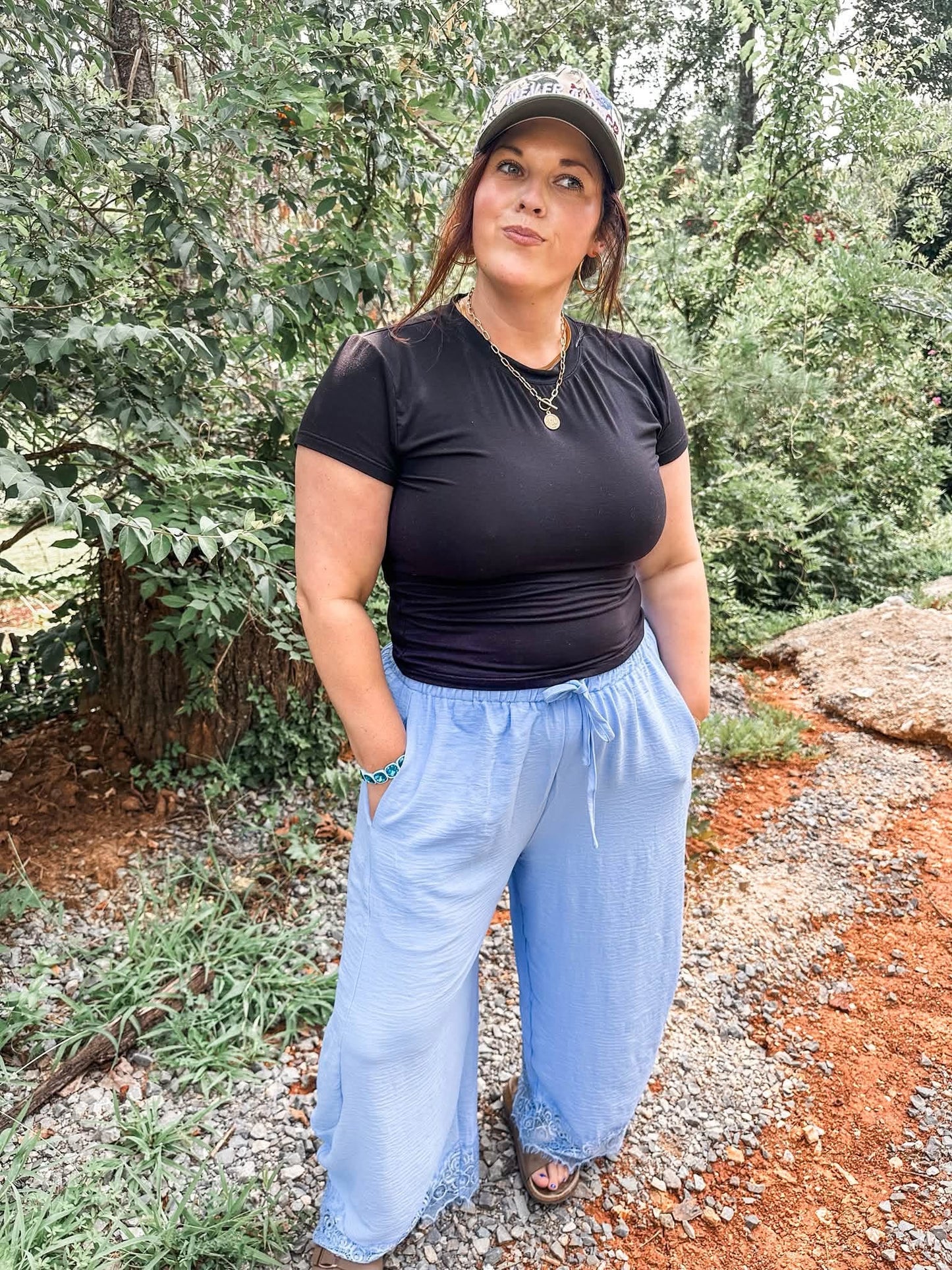 Preorder lace trim pants (ships in 1-2 weeks)