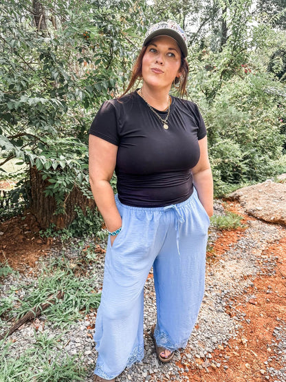 Preorder lace trim pants (ships in 1-2 weeks)