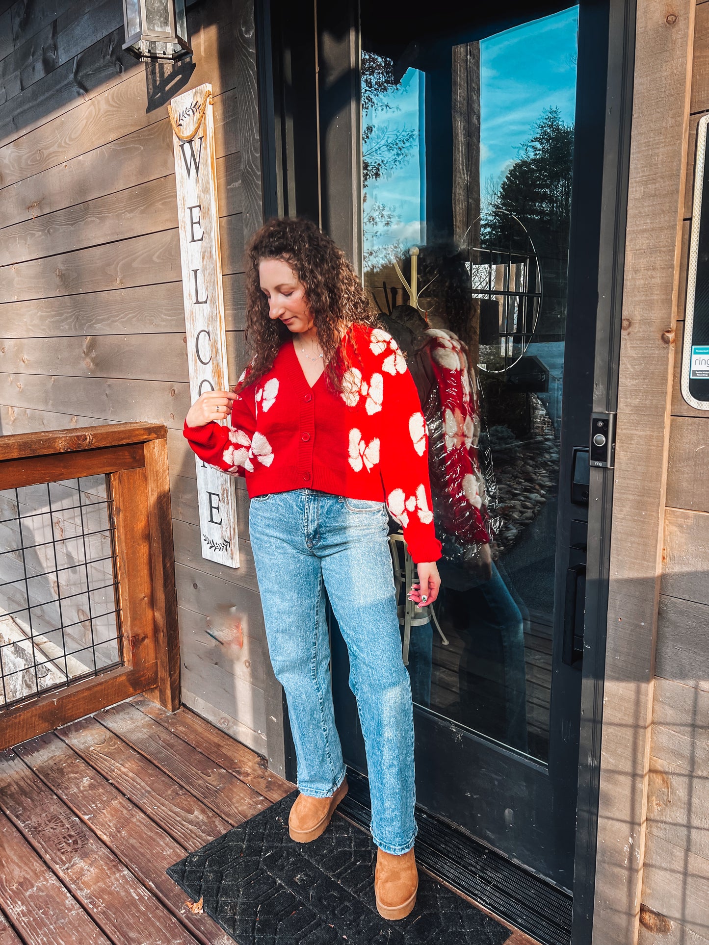 cropped bow cardigan