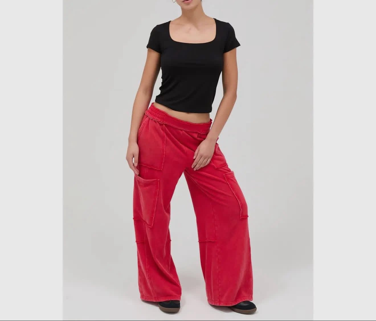 restock red cargo pants