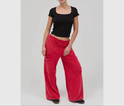 restock red cargo pants